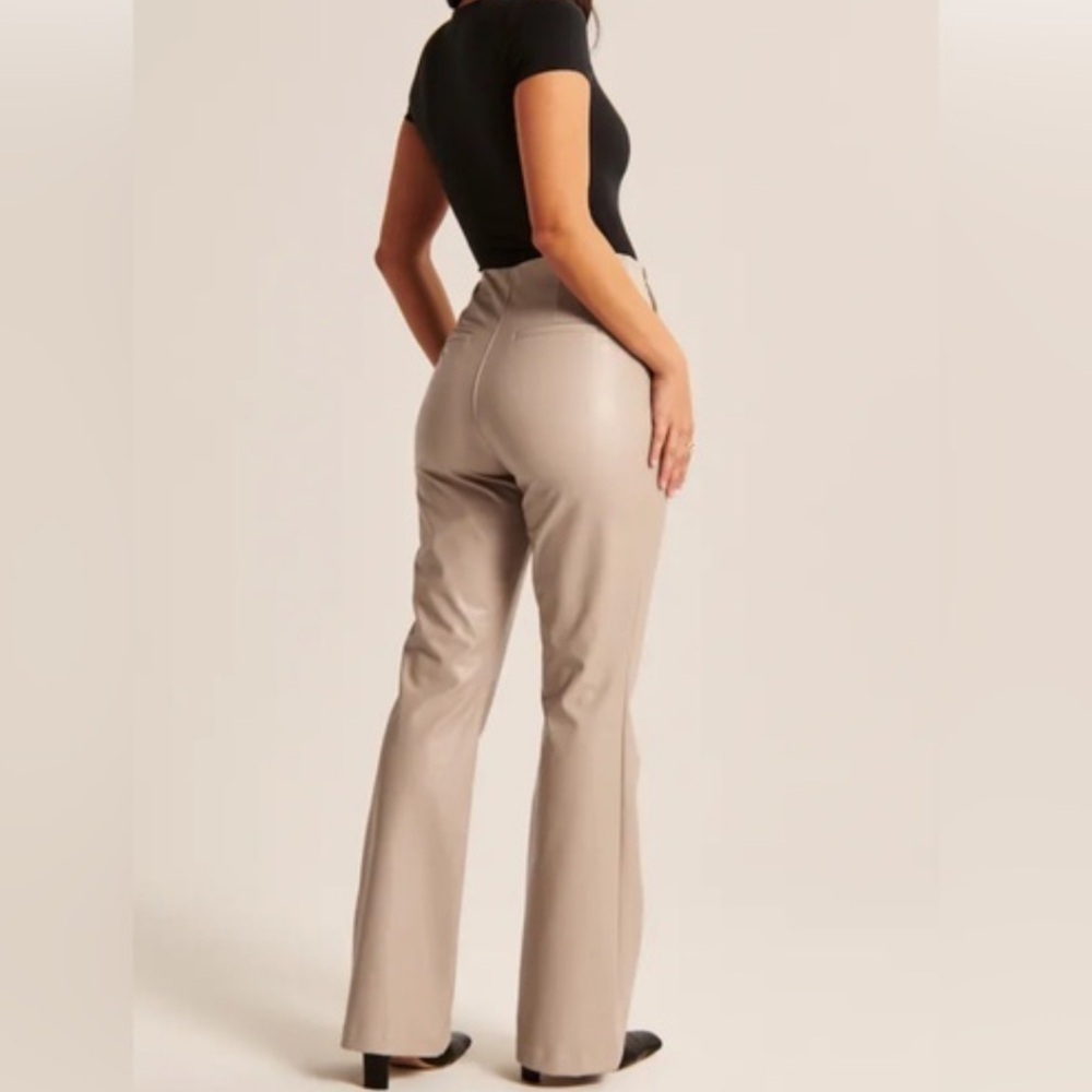 Abercrombie & Fitch Curve Love Vegan Leather Slim Flare Pant